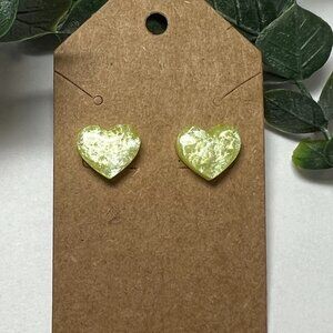COPY - Pretty Pastel Yellow Pearlized Chunky Heart Stud Earrings